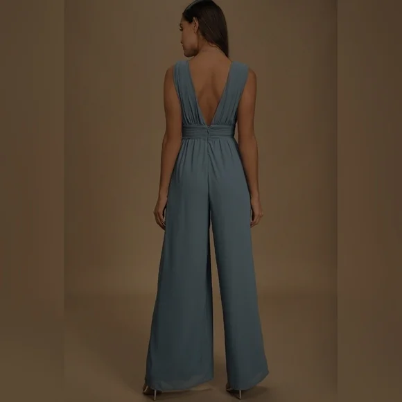 Lulu's Divine Muse Slate Blue Wide-Leg Jumpsuit - Picture 3 of 12